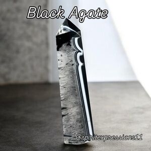 Black Agate Crystal Tower